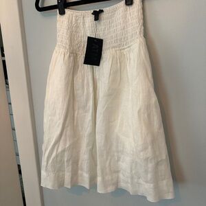 NWT Anthony Thomas Melillo ATM 100% Linen Almond Fully Lined Skirt Size S/P